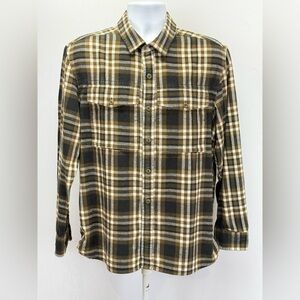 REI Men’s Brown and black plaid Wallace Lake flannel shirt size M.